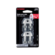 Blíster c/2 nudos (perros) de hierro p/cable de 1/4', FIERO