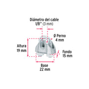 Bolsa c/100 nudos (perros) de hierro p/cable de 1/8', FIERO