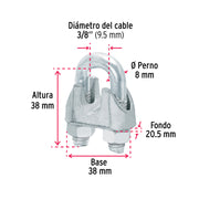 Bolsa c/20 nudos (perros) de hierro p/cable de 3/8', FIERO