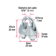 Bolsa c/25 nudos (perros) de hierro p/cable de 5/16', FIERO