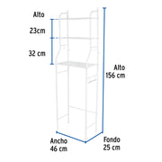 Mueble organizador blanco para baño con 3 repisas, FOSET