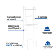 Mueble organizador blanco para baño con 3 repisas, FOSET