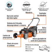 Podadora con motor a gasolina de 5 HP, 20' de corte, TRUPER