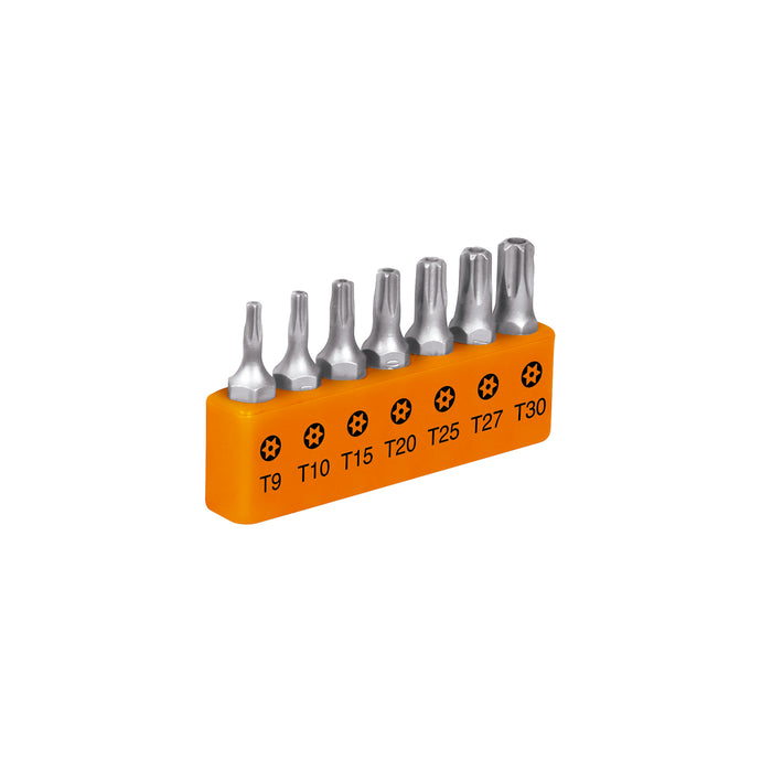 Juego de 7 puntas torx combinadas c/seguro largo 1', EXPERT