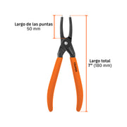 Pinza punta recta 7' para cerrar anillos, mango de PVC