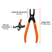 Pinza punta a 90° 6-3/4' para cerrar anillos, mango de PVC