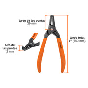 Pinza punta a 90° 6-3/4' para abrir anillos, mango de PVC