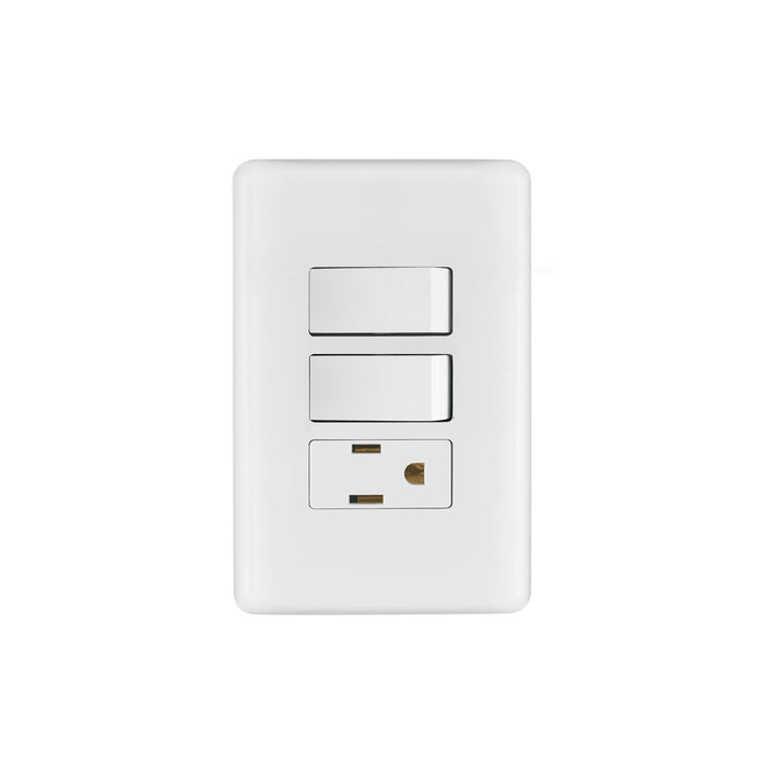 Placa armada con contacto y 2 interruptores sencillos, BASIC