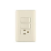 Placa armada 2 interruptores y contacto, marfil, BASIC