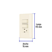 Placa armada 2 interruptores y contacto, marfil, BASIC