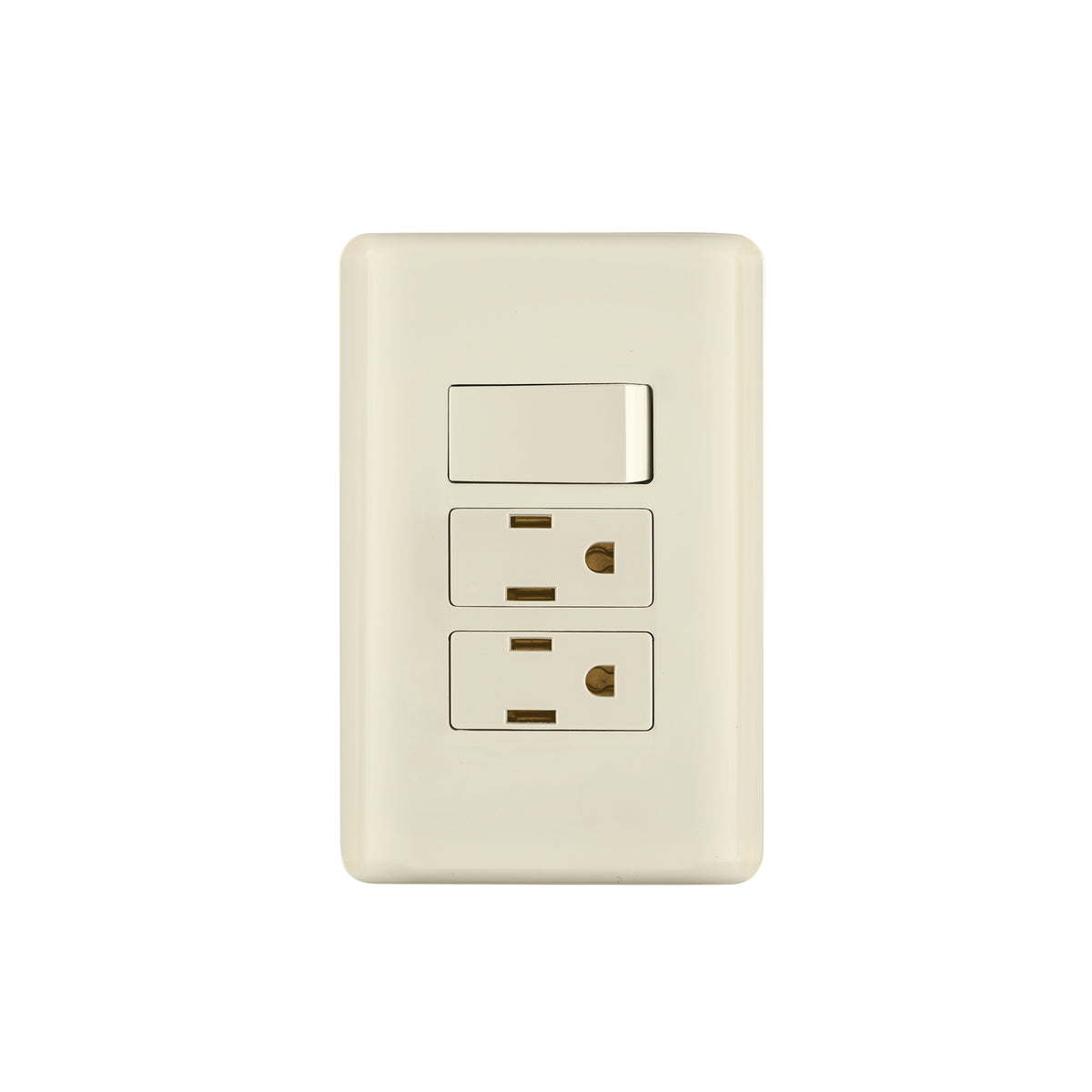 Placa armada interruptor y 2 contactos, marfil, BASIC