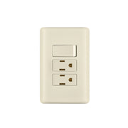 Placa armada interruptor y 2 contactos, marfil, BASIC