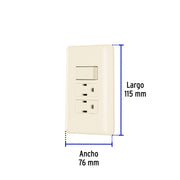 Placa armada interruptor y 2 contactos, marfil, BASIC