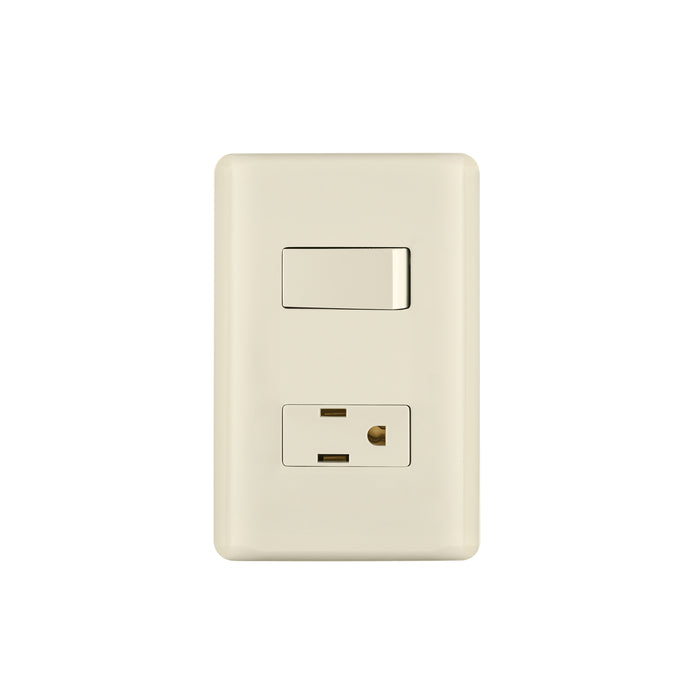 Placa armada interruptor y contacto, marfil, VOLTECK