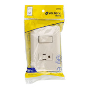Placa armada interruptor y contacto, marfil, VOLTECK
