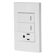 Placa armada 2 interruptores,1 contacto,1mod,Española,blanco
