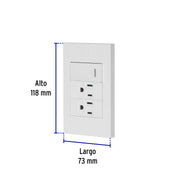 Placa armada 1 interruptor, 2 contactos,1mod,Española,blanco