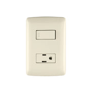 Placa armada contacto e interruptor, marfil, línea Italiana