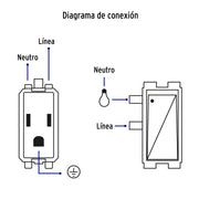 Placa armada contacto 2 interruptores, negro, Línea Italiana