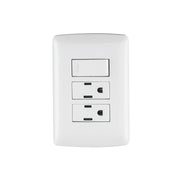 Placa armada 2 contactos e interruptor,blanco,línea Italiana