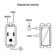 Placa armada 2 contactos e interruptor,negro, línea Italiana