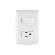 Placa armada contacto e interruptor, blanco, línea Italiana