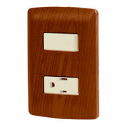 Placa armada contacto e interruptor, madera, línea Italiana