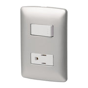 Placa armada contacto e interruptor, plata, línea Italiana
