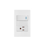 Placa armada 1 interruptor,1 contacto,1mod, Española, blanco
