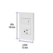 Placa armada 1 interruptor,1 contacto,1mod, Española, blanco
