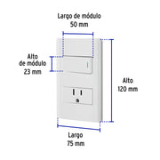 Placa armada blanca interruptor y contacto 1 módulo, Lisboa