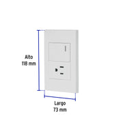 Placa armada 1 interruptor,1contacto,1.5mod,Española, blanco