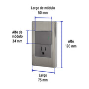 Placa armada acero interruptor y contacto 1.5 mód, Lisboa