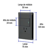 Placa armada negra interruptor y contacto 1.5 mód, Lisboa