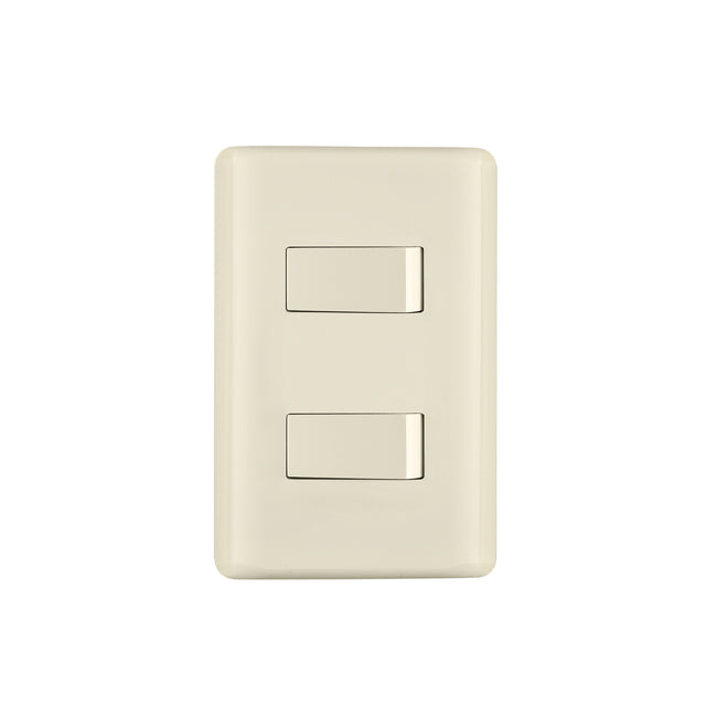 Placa armada, 2 interruptores, marfil, VOLTECK