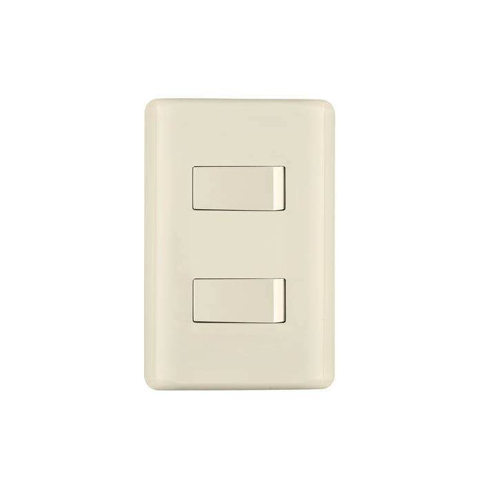Placa armada, 2 interruptores, marfil, VOLTECK