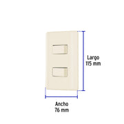 Placa armada, 2 interruptores, marfil, VOLTECK