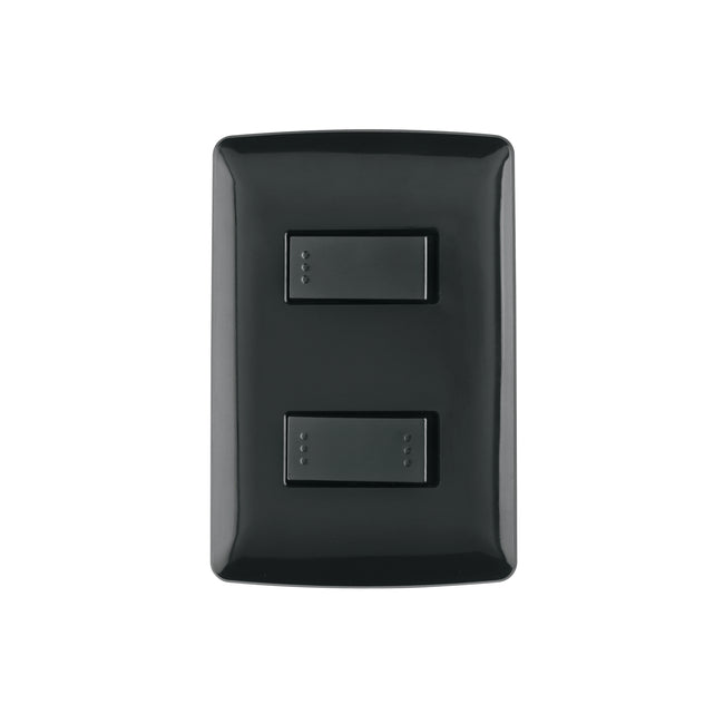 Placa armada 1 interruptor 1 escalera, negro, línea Italiana