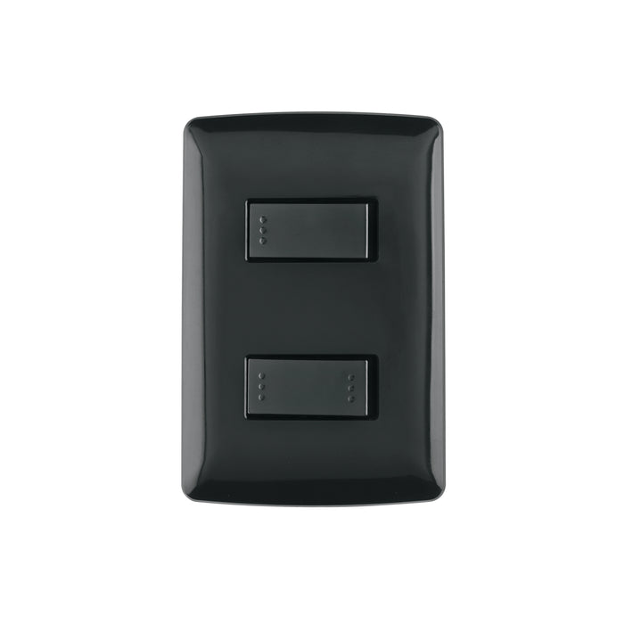 Placa armada 1 interruptor 1 escalera, negro, línea Italiana