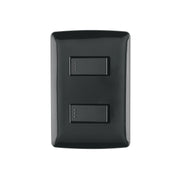 Placa armada, 2 interruptores sencillos,negro,línea Italiana