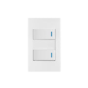 Placa armada 2 interruptores 1de 3vías,1 mod,Española,blanco