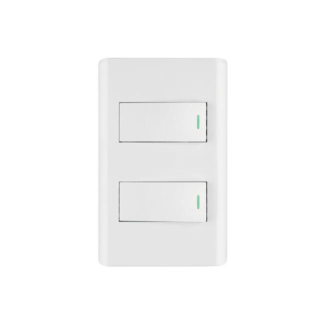 Placa armada blanca 1 interruptor y 1 de 3 vías 1 mód,Lisboa