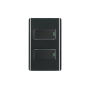 Placa armada negra 1 interruptor y 1 de 3 vías 1 mód, Lisboa