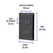 Placa armada negra 1 interruptor y 1 de 3 vías 1 mód, Lisboa