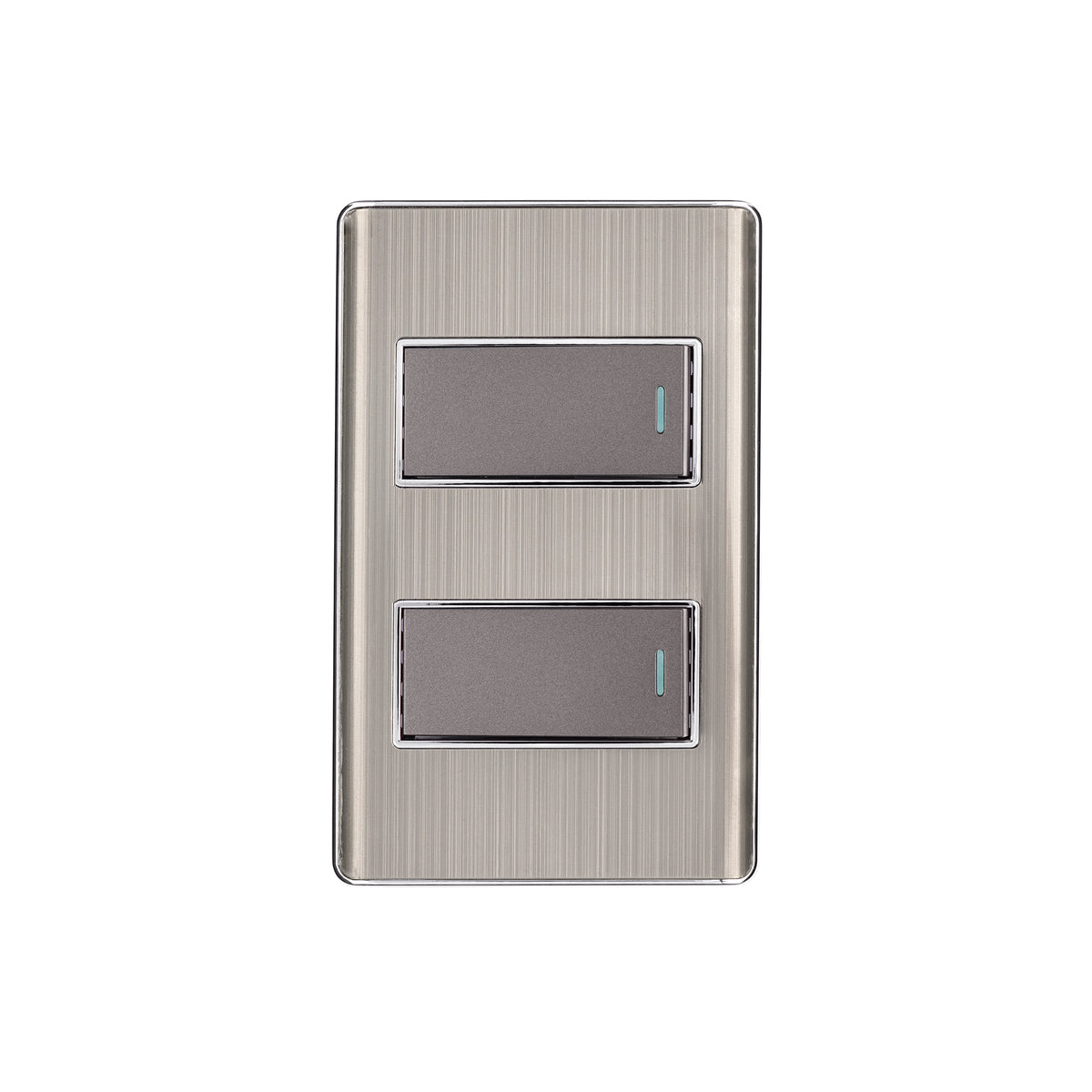 Placa armada acero inox con 2 interruptores 1 módulo, Lisboa