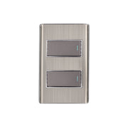 Placa armada acero inox con 2 interruptores 1 módulo, Lisboa