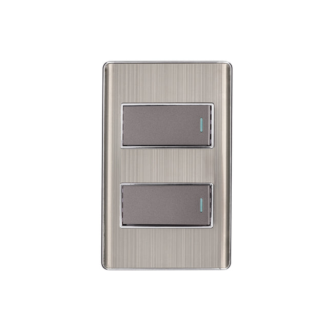 Placa armada acero inox con 2 interruptores 1 módulo, Lisboa