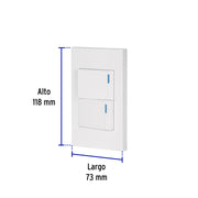Placa armada 2 interruptores, 1.5 módulos, Española, blanco