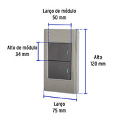 Placa armada acero 1 interruptor y 1 de 3vías 1.5mód,Lisboa