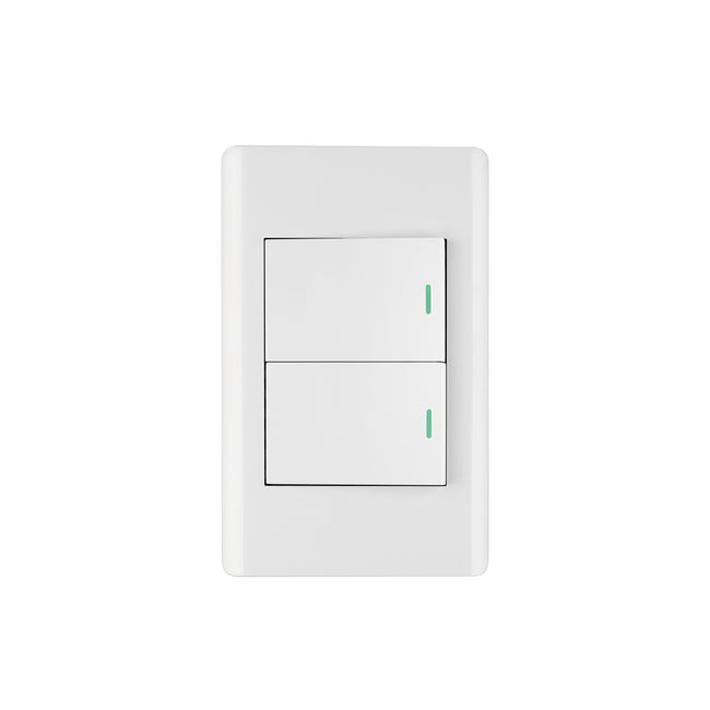 Placa armada blanca 1 interruptor y 1 de 3vías 1.5mód,Lisboa
